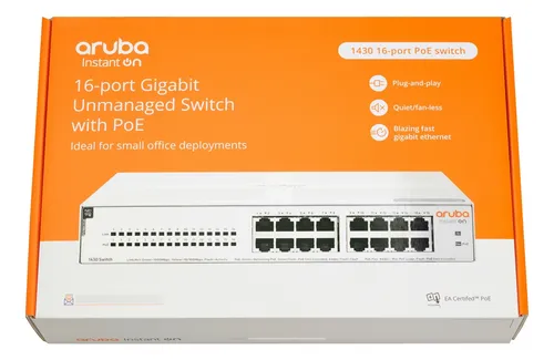 HPE R8R48A 1430-16G Switch 16 Portas Aruba PoE Não Gerenciavel