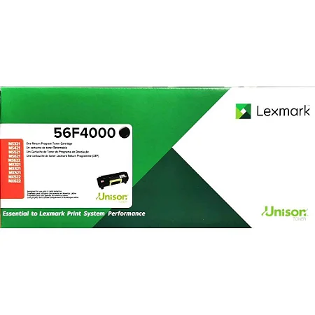 56FB000 56F4000 Toner Original Lexmark Preto 6.000Páginas Para MS521DN MX521ADE MS621DN MX522ADHE MS622DE MX622ADHE MS321DN MX321ADN MS421DN MX421ADE