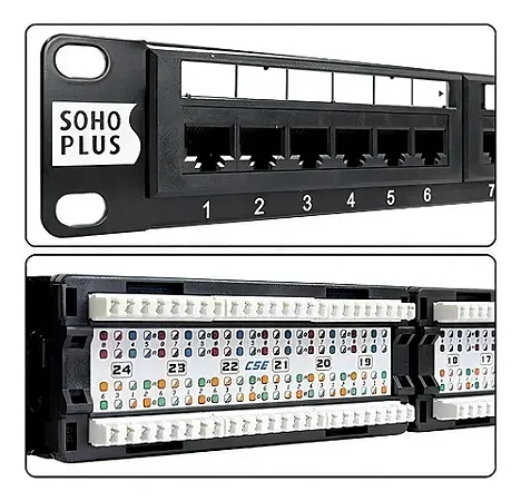 T568AB CAT6 Patch Panel Furukawa Sohoplus 35050439 24PORTAS Com Guia