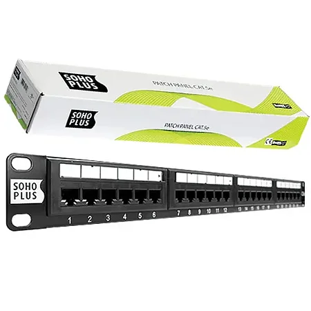 T568AB CAT5E Patch Panel Furukawa Sohoplus 35050438 CAT5E 24PORTAS Com Guia