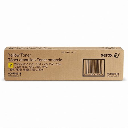 Toner Original 006R01518 Xerox Amarelo 15.000Páginas Para 7525 7530 7535 7545 7556 7830 7835 7845 7855 7970