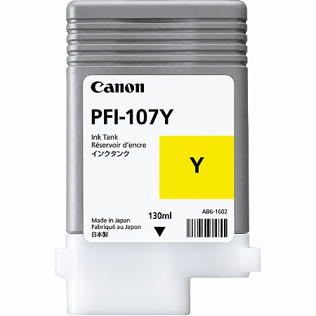 Tinta Original PFI-107Y 6708B003AA Canon Amarelo 130ml Para IPF-670 IPF-680 IPF-685 IPF-780 IPF-770 IPF-785