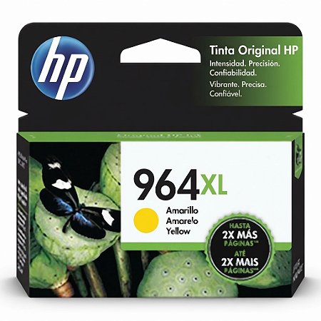 Tinta Original 964XL 3JA56AL HP Amarelo 1.600Páginas Para 9010 9016 9018 9020