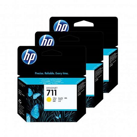 711 CZ136AB Cartucho Original HP Caixa com 3 Unidades Amarelo 87ml Para T120 T520 T130