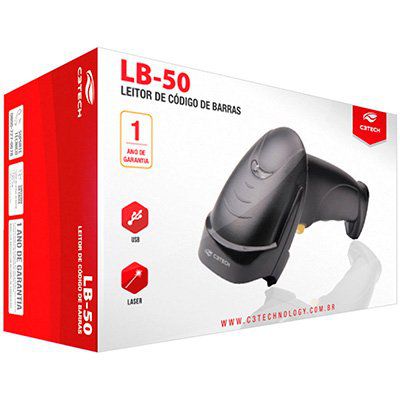 LB-50BK Leitor de codigo de barras CCD preto LB50BK C3Tech com base