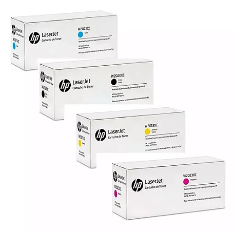 HP KIT 414X W2020X W2021X W2022X W2023X Toner Original Preto e Tricolor Para M454DW M479FDW