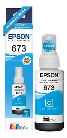 T673C 70ml Garrafinha Refil de Tinta Epson Ciano Original 3.000Páginas Para L800 L810 L850 L805 L1800