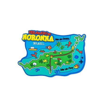 Imã emborrachado alto-relevo Mapa da ilha - Noronha