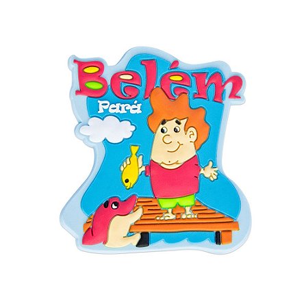 Imã emborrachado alto-relevo Menino c/Boto - Belém