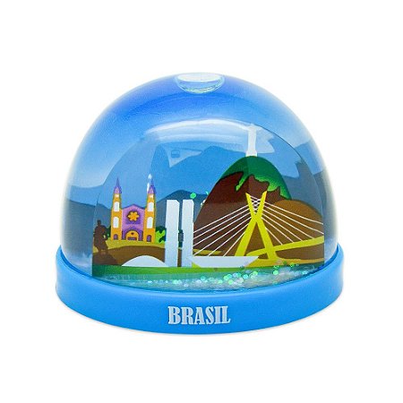 Globo de neve plástico azul - Brasil