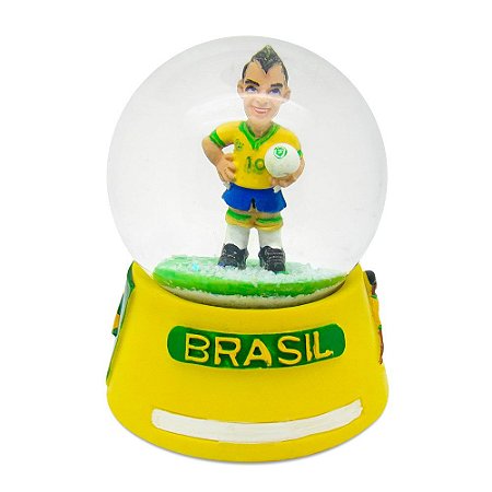 Globo de neve futebol com base amarelo - Brasil