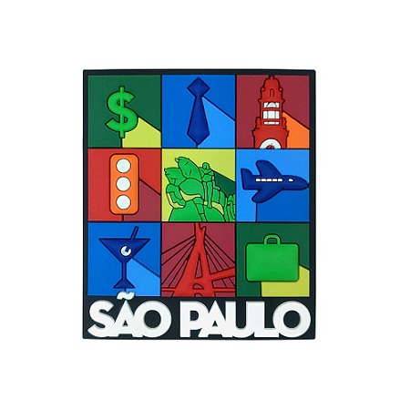 Imã de geladeira emborrachado ícones - São Paulo