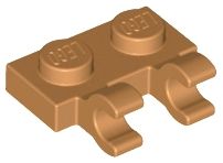 Placa Modificada 1x2 com Clipes Horizontais Medium Nougat