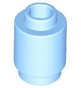 Tijolo Redondo 1x1 Aberto Bright Light Blue