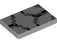 Placa Lisa 2x3 Padrão Minecraft Cinza Claro