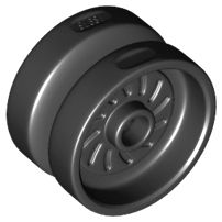Roda 18 mm D. x 12 mm com orifício para eixo e prisioneiro e linhas de rotor de freio sólidas preta