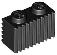 Tijolo modificado 1x2 com ranhuras Preto