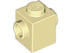 Tijolo modificado 1x1 com conector em dois lados Bege