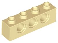 Tijolo Lego Technic  1x4 com Furos Bege