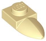 Placa Modificada 1x1 com dente horizontal Bege