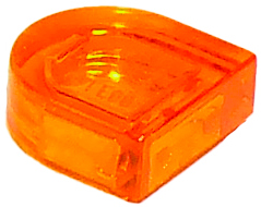 Placa Lisa Modificada 1x1 meio círculo Translúcida Laranja