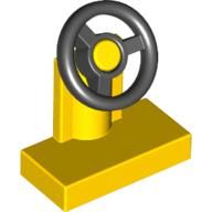 Suporte de direção amarelo com volante Preto
