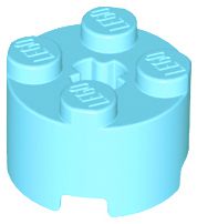 Tijolo Redondo 2x2 com Furo para Eixo Medium Azure