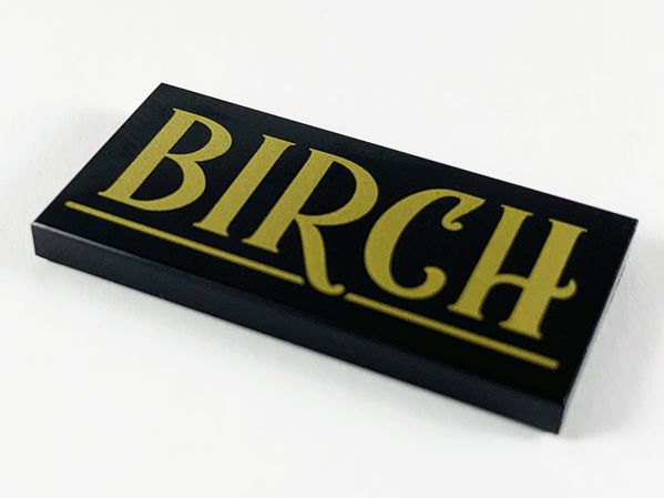 Placa Lisa 2x4 com escrita BIRCH preta