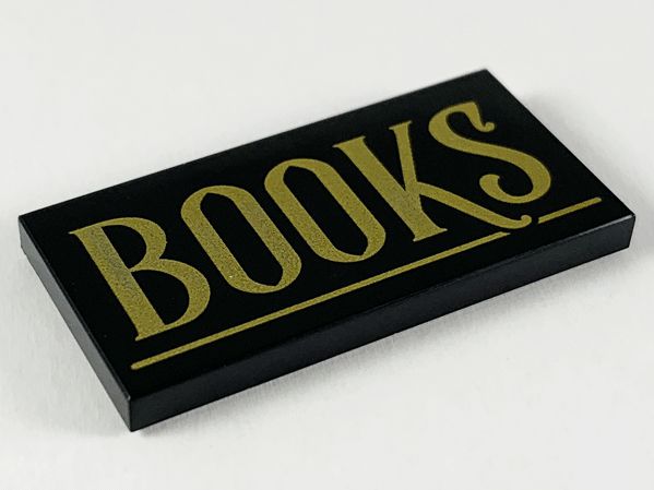 Placa Lisa 2x4 com escrita BOOKS preta