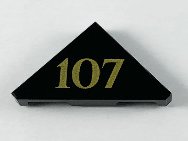 Placa Lisa Triangular 2x2 com escrita 107 preta