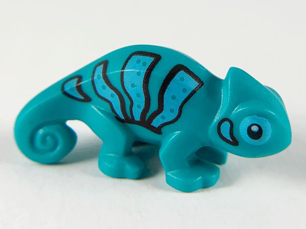 Camaleão listrado azul turquesa