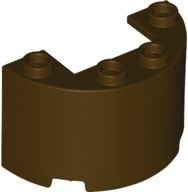 Metade de cilindro 2x4x2 com recorte 1x2 marrom escura