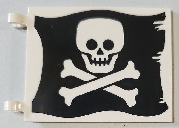 Bandeira 6x4 com desenho de caveira (Jolly Roger) em ambos os lados branca