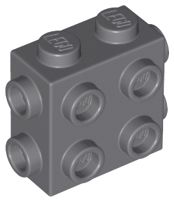 Tijolo Modificado 1x2x1 2/3 com Studs nos 3 lados Cinza Escuro