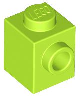 Tijolo Modificado 1x1 Com Furo Lateral Verde Limão