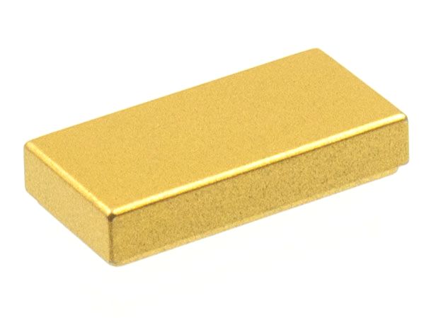 Placa Lisa 1x2 com Ranhura Dourada Metálica