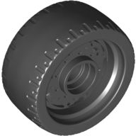Roda 24x12 com furo para pino e pneu de borracha fixo Preto