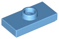 Placa Modificada 1x2 com botão Azul - Medium Blue