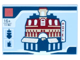 Placa Lisa 2x3 com desenho de caixa do lego 10182 - Hotel - Azul Brilhante