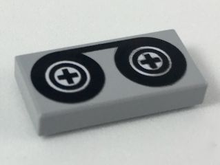 Placa Lisa 1x2 com desenho de rolo de fita - Cinza Clara