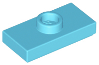 Placa Modificada 1x2 com botão Medium Azure