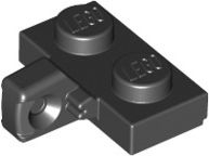 Placa de dobradiça 1x2 com 1 encaixe na lateral Preta