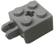 Tijolo de dobradiça 2x2 travamento com 2 dedos verticais e estilo cruzado e 7 dentes cinza claro