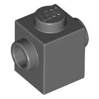 Tijolo modificado 1x1 com conector em dois lados Cinza Escura
