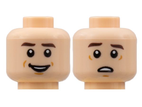 Cabeça com dupla face sorriso pequeno / assustado Light Nougat