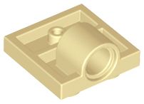 Placa Modificada 2x2 com Orifício para Pinos  e Suporte Transversal Bege