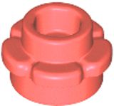 Placa redonda 1x1 com flor de 5 pétalas Coral