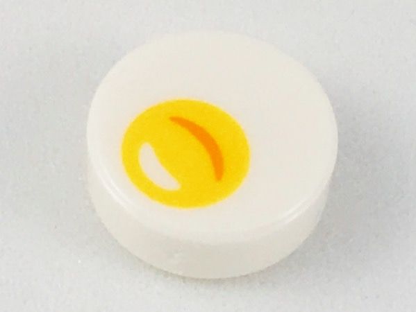 Placa Lisa Redonda 1x1 com desenho de Ovo Frito