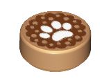 Placa Lisa Redonda 1x1 com desenho de Pata de Animal Medium Nougat