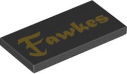 Placa Lisa 2x4 com escrita 'Fawkes' Preta